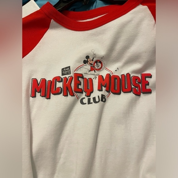 DISNEY MICKEY MOUSE CLUB JUNIOR XS LONG SLEEVE COLOR BLOCKING PUFFY‎ LETTERS - Picture 1 of 7